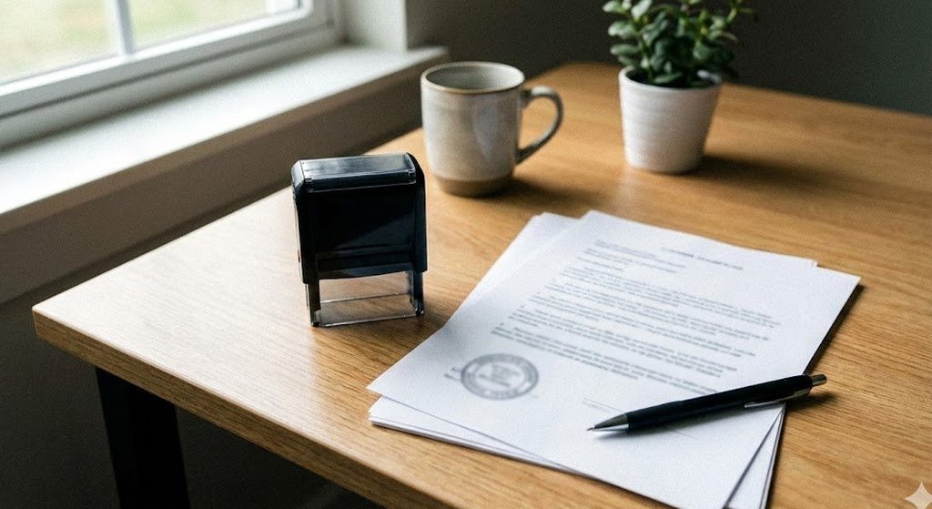 Official notary stamp and seal